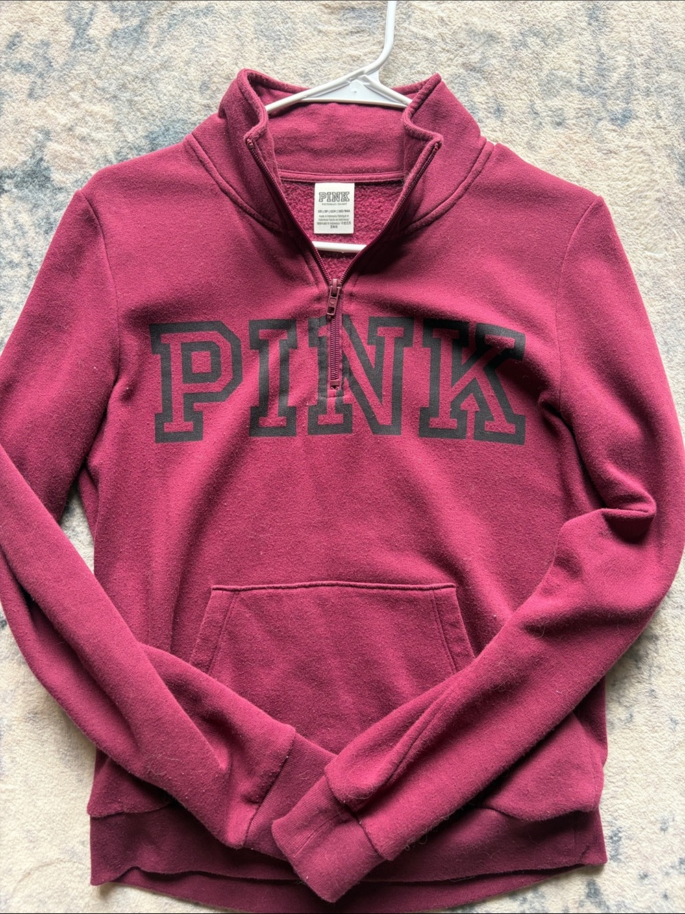 PINK Victoria's Secret Wine/Burgandee/Maroon Half-Zip Fleece Pullover